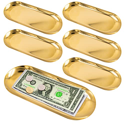 Tablett Gold,6 Stück Serviertablett Dekotablett Tablett Ovale Kosmetik Dekotablett Gold Platte Schmuckständer für Dessert Kosmetik Schmuck Kerzen,22 x 9 x 1cm Tablett Gold,6 Stück Serviertablett Dekotablett Tablett Ovale Kosmetik Dekotablett Gold Platte Schmuckständer für Dessert Kosmetik Schmuck Kerzen,22 x 9 x 1cm von QoTang