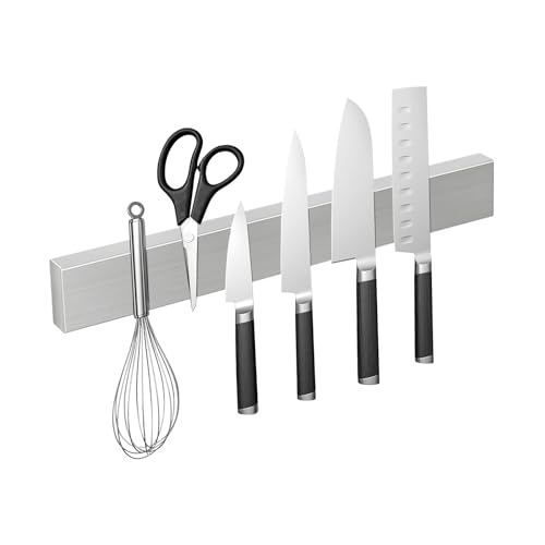 Qobobo Magnetleiste Messer 40cm Messerhalter Magnetisch Selbstklebend aus Edelstahl Messer Magnetleiste oder Bohren Magnet Messerhalter Silber für Küchenutensilien oder Werkzeugen Qobobo Magnetleiste Messer 40cm Messerhalter Magnetisch Selbstklebend aus Edelstahl Messer Magnetleiste oder Bohren Magnet Messerhalter Silber für Küchenutensilien oder Werkzeugen von Qobobo