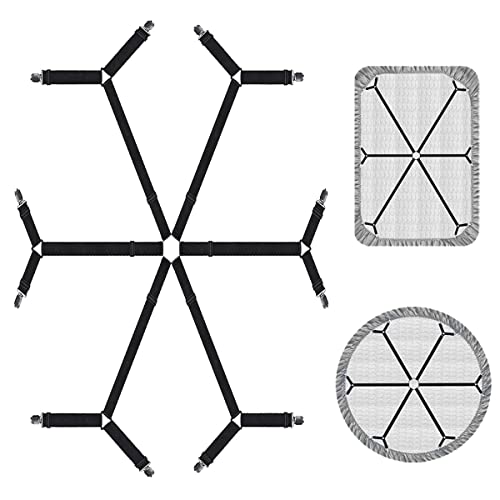 QoeCycth Bettlakenverschlüsse, verstellbare, elastische Bettlakenhaltergurte für Full-, Queen-Size-, King-Size-Bett, Hosenträgerband, runde und quadratische Spannbettmatratzen von QoeCycth