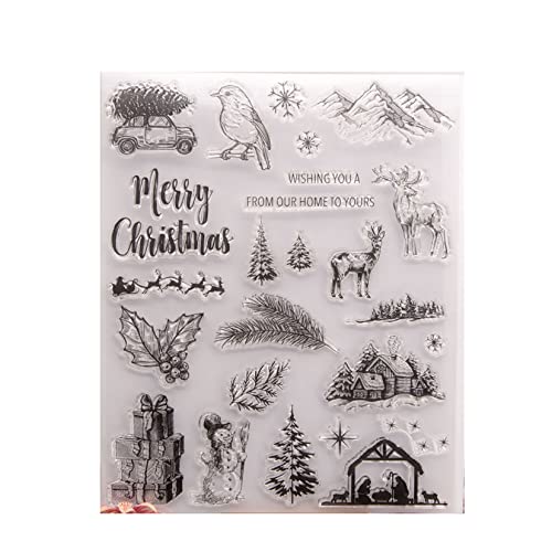 Qoiseys Frohe Weihnachten Auto Silikon Stempel für Kartenherstellung, klare Gummistempel für DIY Scrapbooking Fotoalbum Siegel Stempel Prägung Album Dekor Handwerk von Qoiseys