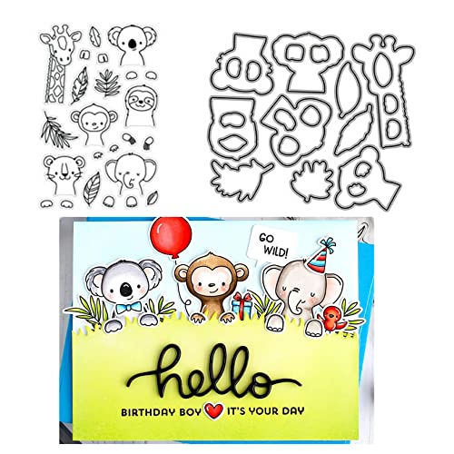 Qoiseys Giraffe Elefant Stempel und Stanzschablonen Set,Clear Stempel und Stanzen Set Basteln Prägeschablone,Silikonstempel Metall Die Stanzen für DIY Scrapbooking Fotoalbum Qoiseys Giraffe Elefant Stempel und Stanzschablonen Set,Clear Stempel und Stanzen Set Basteln Prägeschablone,Silikonstempel Metall Die Stanzen für DIY Scrapbooking Fotoalbum von Qoiseys