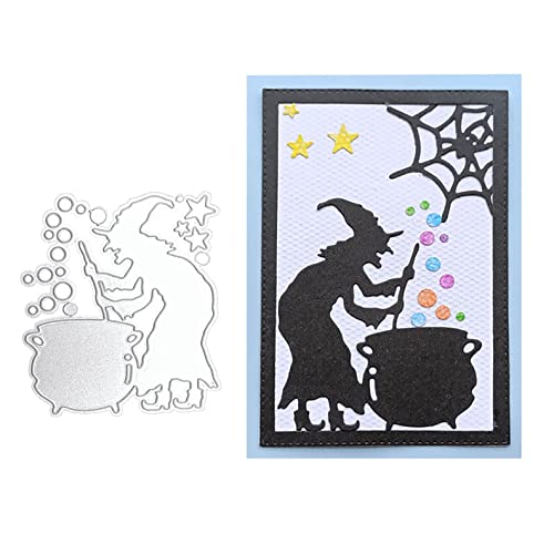 Qoiseys Halloween Hexe Stanzschablone Die Stanzen Basteln Prägeschablone, Stanzungen für DIY Scrapbooking Fotoalbum Dekoratives Papier Basteln Prägeschablone von Qoiseys