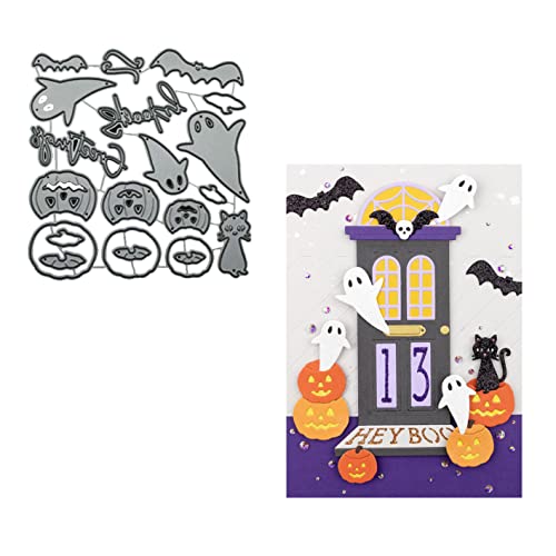 Qoiseys Halloween Kürbis Geist Katze Stanzschablone Die Stanzen Basteln Prägeschablone, Stanzungen für DIY Scrapbooking Fotoalbum Dekoratives Papier Basteln Prägeschablone von Qoiseys