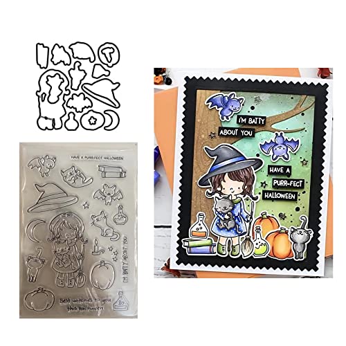 Qoiseys Halloween-kleine Hexe Stanzschablone Die Stanzen und Briefmarken Basteln Prägeschablone, Metall Stanzungen für DIY Scrapbooking Fotoalbum Dekoratives Papier Basteln Prägeschablone von Qoiseys