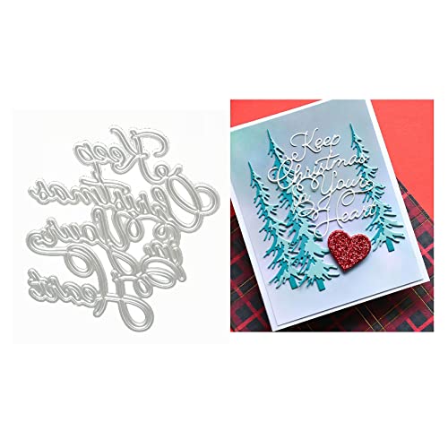 Qoiseys Keep Christmas Metal Die Cuts for Card Making,Cutting Dies Cut Schablonen for DIY Scrapbooking Fotoalbum Decorative Paper Crafting Embossing Template von Qoiseys