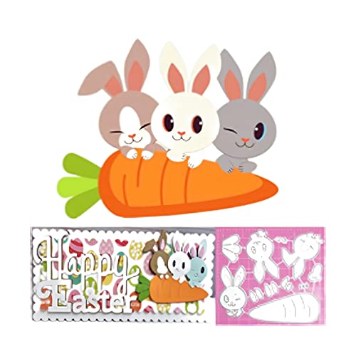 Qoiseys Ostern Kaninchen und Karotten Stanzschablone Die Stanzen Basteln Prägeschablone, Stanzungen für DIY Scrapbooking Fotoalbum Dekoratives Papier Basteln Prägeschablone von Qoiseys