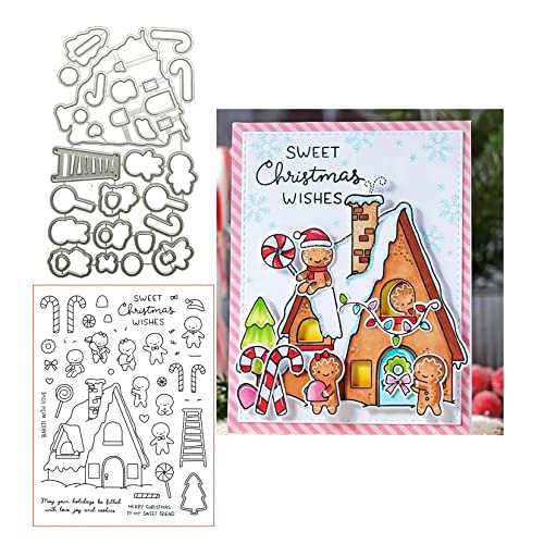 Qoiseys Weihnachten Schneenacht Stempel und Stanzschablonen Set,Stempel und Stanzen Set prägeschablone,Silikonstempel Metall Die Stanzen für DIY Scrapbooking Fotoalbum von Qoiseys