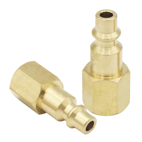 Qolekog Luftschlaucharmaturen, 1/4 Zoll NPT-Innengewinde, Luftkompressor-Schnellverbindungsarmaturen, langlebiges massives Messing, 300 Psi (Industrietyp D, 2 Stück) von Qolekog