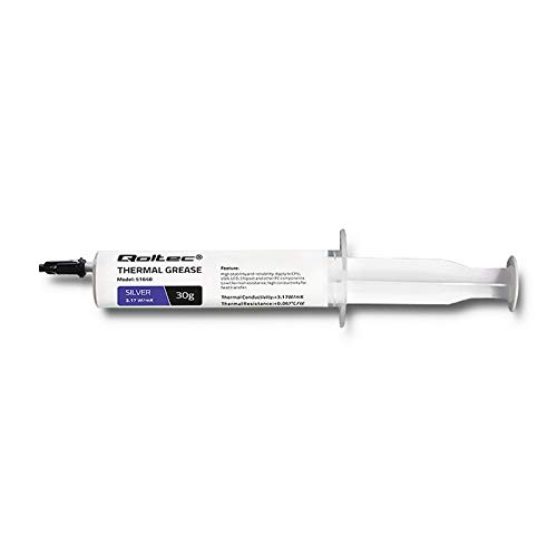 Qoltec Wärmeleitpaste 3.17 W/m-K 30g Silber, 12 μm, 2.4 g/cm³, Spritze, 51648 von Qoltec