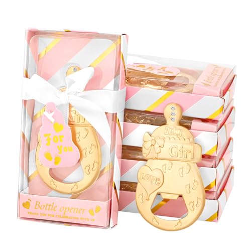 24 Stück Baby-Flaschenöffner Gastgeschenke Babyparty Gastgeschenke Baby Mädchen Dusche Geschenke Dekorationen Souvenirs für Gäste (Rosa, 24) von Qonmpcvu