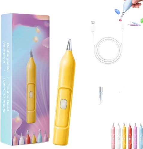 Ezypen - Elektrischer Diamant Malerei Stift mit Vakuumtechnologie, Wiederaufladbare IPX5 Wasserdicht Painter Vakuum Automatische Diamant Kunst Stifte Werkzeuge, für Diamond Art Kits (Gelb) von Qoobom