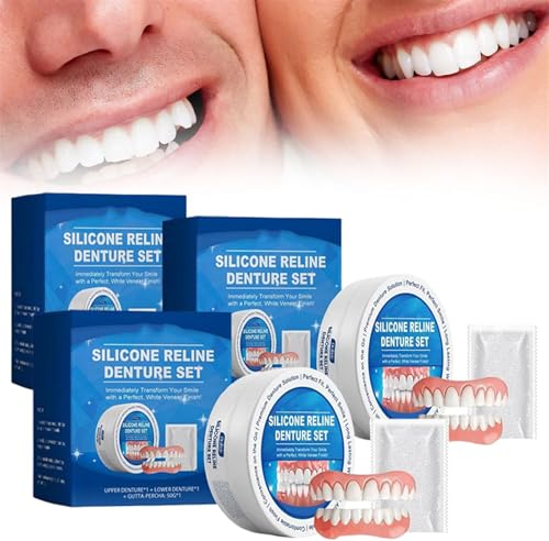 Furzero Silicone Reline Denture Set, Fivfivgo Denture Silicone Reline Kit, Bikenda Silicone Teeth, Aexzr Soft Denture Reline Kit, Thermoplastic Denture Adhesive for Unisex (3 Box) von Qoobom