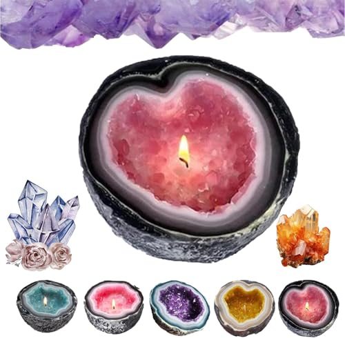 Gladwares Crystal Geode Candles, Intention/Healing Crystal Energy Candle, Crystal Candles Home Desktop Decoration,Healing Candle for Meditation and Positive Energy (Rose Pink, M) von Qoobom
