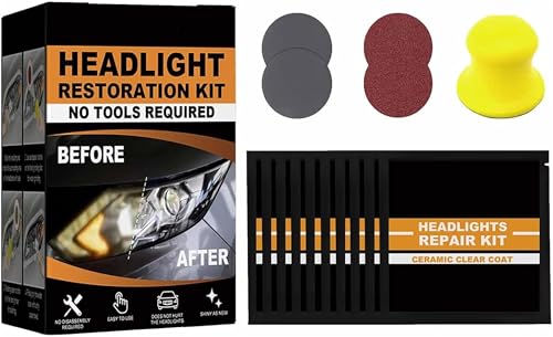 Restowipes Headlight Restoration Kit, Automotive Headlamp Restoration Fluid Oxidized Kit, Polish Headlights Lens Restore Cleaner,Use on Plastic Lenses, Headlights, Taillight (1Pcs) von Qoobom