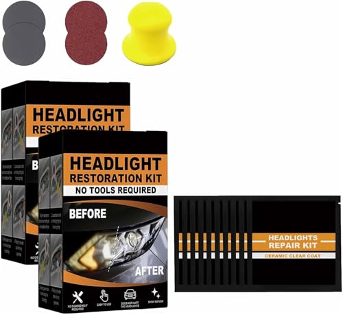 Restowipes Headlight Restoration Kit, Automotive Headlamp Restoration Fluid Oxidized Kit, Polish Headlights Lens Restore Cleaner,Use on Plastic Lenses, Headlights, Taillight (2Pcs) von Qoobom