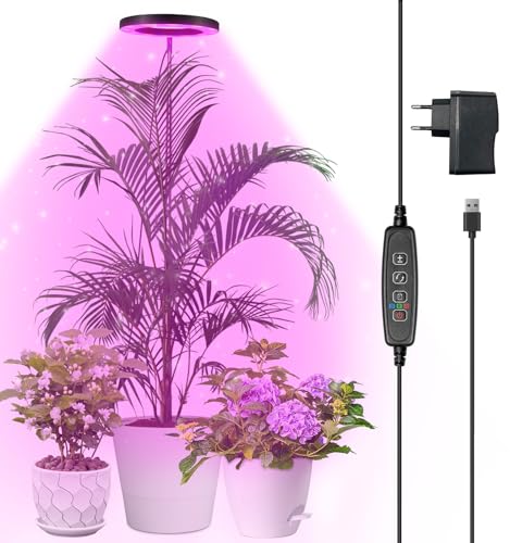 Qoolife Pflanzenlampe led Vollspektrum für Zimmerpflanzen, 147 CM Höhenverstellbare Pflanzenlicht mit 72 LEDs, 3 Dimmbaren Helligkeitsstufen, Zeitschaltuhr 3/9/12 Stunden für Indoor Pflanzen von Qoolife