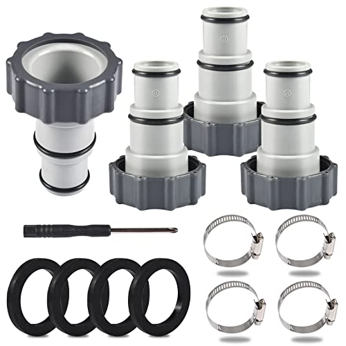4 Stück Schlauchadapter Pool, Pool Adapter A, Poolschlauch Adapter, Anschluss Für Ø 32 und 38 mm Pool-Schlauch, Adapter für Intex Pool, Schlauchadapter für Pumpe mit Innengewinde von Qooloo