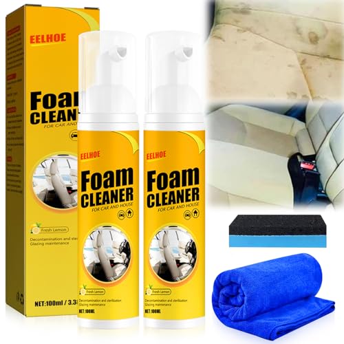 Qooloo 2pcs 100ml Car Magic Foam Cleaner Master All Around Foam Cleaner,Powerful Car Stain Remover for Interior SpéCialement ConçU Pour UNE Propreté HygiéNique en Voiture Et à La Maison von Qooloo