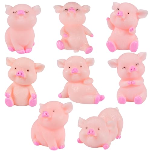 Qooloo kleine Glücksschweine,Mini Schweinchen,Miniatur Schwein Figuren,Rosa Schweinchen Ornamente,Tischdeko,Dekoratives Zubehör für Automobile von Qooloo