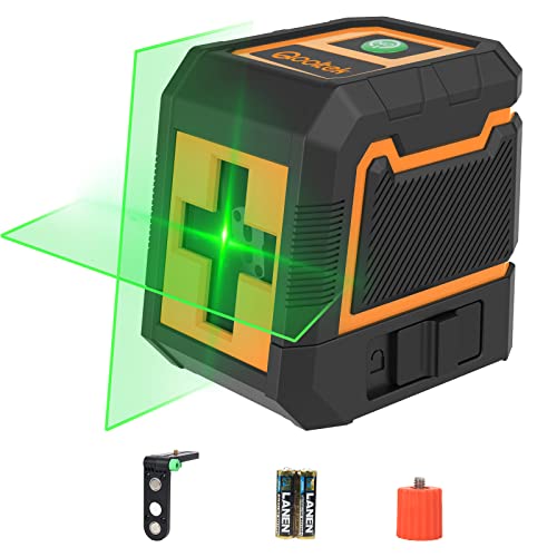 Qooltek Selbstnivellierender Grüner Linienlaser, Kreuzlinienlaser mit Horizontalem & Vertikalem Strahl, IP54 Laser Wasserwaage für Innen & Außen - Inkl. 2 AA Batterien von Qooltek