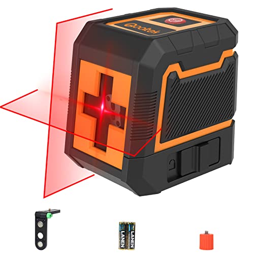 Qooltek roter Kreuzlaser selbstnivellierend, horizontaler und vertikaler Kreuzlinienlaser Strahl, Laser Wasserwaage mit 2 AA-Batterien, IP54, Rot von Qooltek