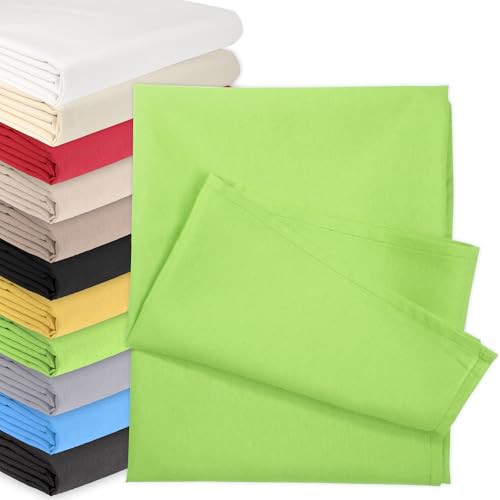 Bettlaken OHNE Gummizug 160 x 200 cm Grün (85% Baumwolle 15% Poly) Betttuch Glatte Betttücher Baumwolle Laken Haustuch Leintuch von Qooltex
