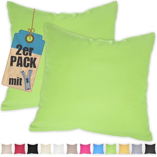 Kissenbezug Doppelpack 30x30 cm Grün mit verdecktem Reißverschluss - 2er Pack Kissenhülle Set Baumwolle Uni, Waschbar, Atmungsaktiv Mischgewebe Kissenbezug Doppelpack 30x30 cm Grün mit verdecktem Reißverschluss - 2er Pack Kissenhülle Set Baumwolle Uni, Waschbar, Atmungsaktiv Mischgewebe von Qooltex