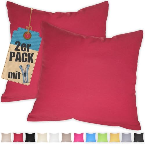 Kissenbezug Doppelpack 40x40 cm Bordeaux mit verdecktem Reißverschluss - 2er Pack Kissenhülle Set Baumwolle Uni, Waschbar, Atmungsaktiv Mischgewebe Kissenbezug Doppelpack 40x40 cm Bordeaux mit verdecktem Reißverschluss - 2er Pack Kissenhülle Set Baumwolle Uni, Waschbar, Atmungsaktiv Mischgewebe von Qooltex