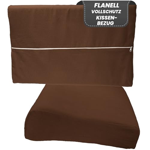 KuschelCare Flanell Nackenkissen Bezug 30x50 cm Braun - Flauschig Warmer Baumwollflanell Vollschutz Kissenbezug Gesundheitskissen Nackenstützkissen KuschelCare Flanell Nackenkissen Bezug 30x50 cm Braun - Flauschig Warmer Baumwollflanell Vollschutz Kissenbezug Gesundheitskissen Nackenstützkissen von Qooltex