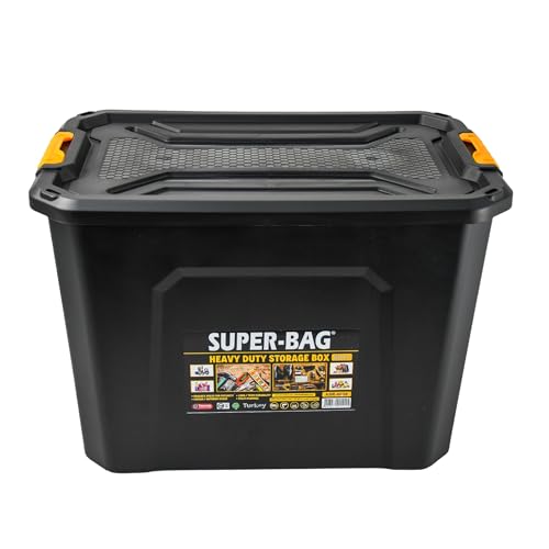 Qooltex Aufbewahrungsbox mit Deckel 60L (58x38x41cm) – Stapelbare Kunststoffbox mit Klickverschluss – extra stabile Lagerbox für Werkstatt, Garage & Haushalt von Qooltex