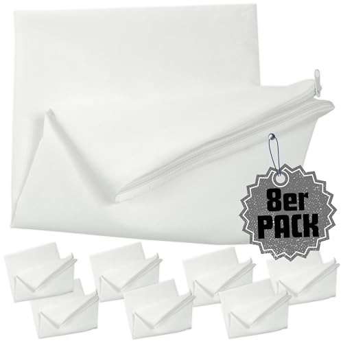 Qooltex Kissen inlett ohne Füllung 40x40 cm 8er Pack Set - 100% Baumwolle mit Reißverschluss - Leere Innenkissen Kissenbezug Kissenhülle Weiß - Viele Größen von Qooltex