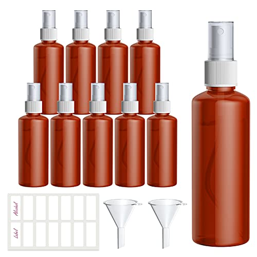 10*100ml Sprühflasche Tragbares Nachfüllbar Kunststoff Zerstäuber Sprühflasche Klein für Hautpflegewasser Ätherisches Öl Apotheker Parfümzerstäuber für Flugreisen oder Outdoor Sportarten (Braun) 10*100ml Sprühflasche Tragbares Nachfüllbar Kunststoff Zerstäuber Sprühflasche Klein für Hautpflegewasser Ätherisches Öl Apotheker Parfümzerstäuber für Flugreisen oder Outdoor Sportarten (Braun) von Qoosea