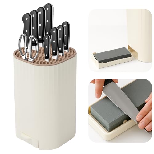 Messerblock Ohne Messer, Qoosea 4 in 1 Universal Abnehmbar Messerhalter Messer Schere Organizer mit Schleifstein, Unbestückte Messerblöcke für alle Küchenmesser Geeignet -Weiß Messerblock Ohne Messer, Qoosea 4 in 1 Universal Abnehmbar Messerhalter Messer Schere Organizer mit Schleifstein, Unbestückte Messerblöcke für alle Küchenmesser Geeignet -Weiß von Qoosea