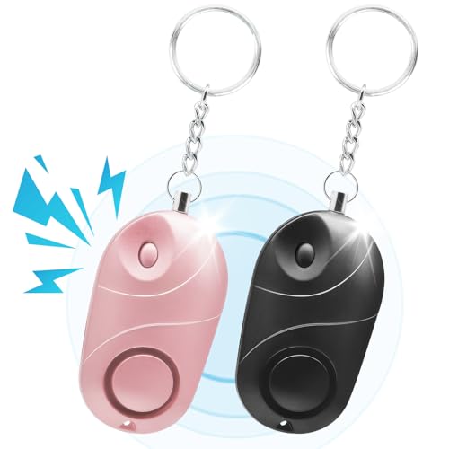 Persönlicher Alarm, Qoosea Safesound Persönlicher Sicherheitsalarm 140 dB mit LED-Licht, Notfall-Selbstverteidigungs-Sicherheitsalarm für Kinder/Frauen/Ältere/Studenten (Schwarz + Rose Gold) von Qoosea