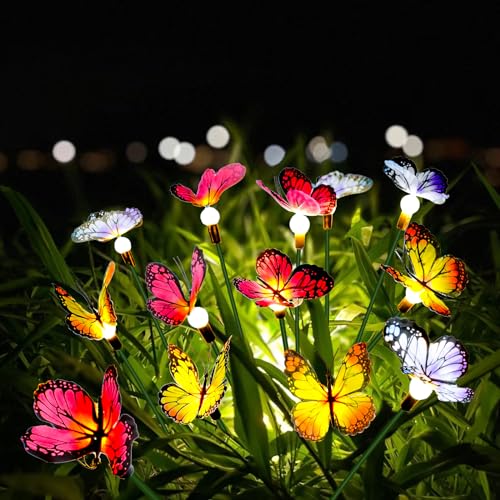 Qoosea 4 Stück Solar Gartenleuchten im Freien wasserdichte Schmetterlingsschwanklichter mit 2 Beleuchtungsmodi Christmas Lights Dekorative Gartenweg-Rasen-Hof-Leuchten Solar Schmetterling Leuchten Qoosea 4 Stück Solar Gartenleuchten im Freien wasserdichte Schmetterlingsschwanklichter mit 2 Beleuchtungsmodi Christmas Lights Dekorative Gartenweg-Rasen-Hof-Leuchten Solar Schmetterling Leuchten von Qoosea