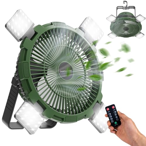 Qoosea Camping Ventilator 3 IN 1 8000mAh Campingventilator Leise mit LED Licht für Zelt USB Tischventilator mit Haken Fernbedienung Tragbarer Ventilator für Outdoor Angeln Auto Haus Büro Grün Qoosea Camping Ventilator 3 IN 1 8000mAh Campingventilator Leise mit LED Licht für Zelt USB Tischventilator mit Haken Fernbedienung Tragbarer Ventilator für Outdoor Angeln Auto Haus Büro Grün von Qoosea