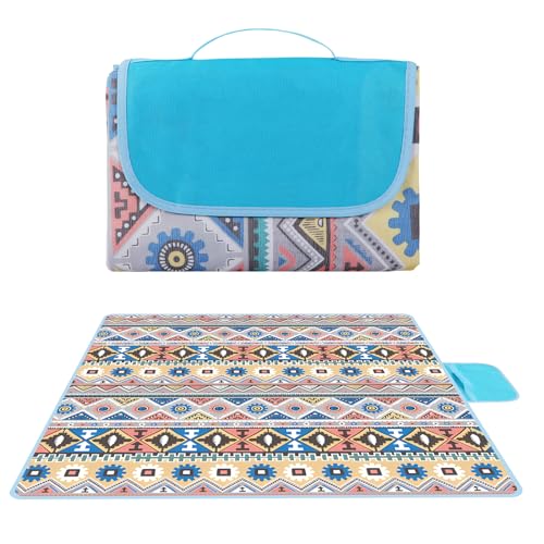 Qoosea Picknickdecke 200x200cm, Tragbare Waschbar Stranddecke mit Tragegriff für 4-6 Personen, Faltbare Picnic Blanket Strandmatte Outdoor Campingdecke für Personen im Park Garten BBQ Strand Rasen von Qoosea