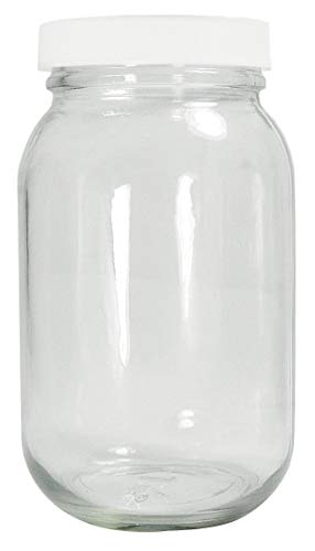 Qorpak GLC-01747 Weithalsflasche mit 48-400 weißem Metallpulp/Aluminiumfolienbeschichteter Verschlusskappe, 4 oz, transparent, 24 Stück von Qorpak