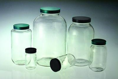 qorpak glc-01869 Standard Wide Mouth Bottle mit 83–400 schwarz Phenolharz-massiv Polyethylen gefüttert Gap, Vakuum und ionisierte, 64 oz, Klar (6 Stück) von Qorpak
