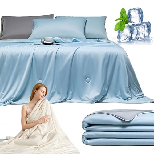 Magic Splashy Magicsleep, Magicsplashy Decke, Lightweight Magicsleep Schlafdecke, Magic Splashy Sommer Ice Comforter Kühl, Double-Sided Summer Sleeping Blanket (Doppeltes Pinyin-a,200 x 230 cm) von Qosigote