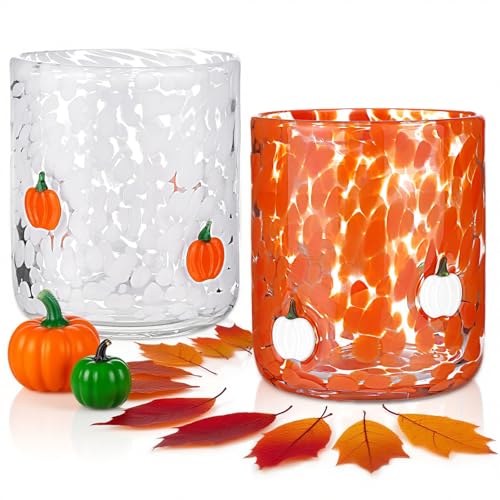Qosigote 2026 New 2 Pcs Halloween Icon Juice Glasses, 14oz Icon Stemless Drinking Pumpkin Glasses Set, Wine Glasses, Halloween decorations, Ideal for Gift & Party Drinkware (A-2) von Qosigote