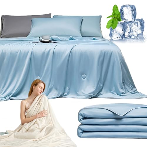 Qosigote Magic Splashy Magicsleep, Magicsplashy Decke, Lightweight Magicsleep Schlafdecke, Magic Splashy Sommer Ice Comforter Kühl, Double-Sided Summer Sleeping Blanket (Blau,150 x 200 cm) von Qosigote