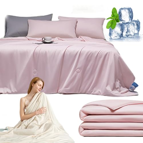 Qosigote Magic Splashy Magicsleep, Magicsplashy Decke, Lightweight Magicsleep Schlafdecke, Magic Splashy Sommer Ice Comforter Kühl, Double-Sided Summer Sleeping Blanket (Rosa,150 x 200 cm) von Qosigote
