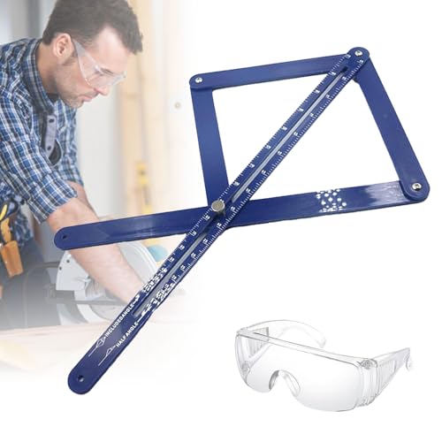 Qosigote New Rele Premium Corner Angle Finder, Stainless Steel Corner Angle Finder Protractor, Precision Angle Measuring Tool, Ruler Multifunctional Diagonal Ceiling (LONG,Blue) von Qosigote