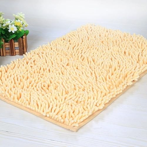 Qosigote Premium - Cleanymat, Cleanymat Schmutzfangmatte Hunde, Saugfähige Chenille Fußmatte für den, rutschfeste Badematte, schlammiger Hund, waschbare Matte, schnell trocknende (Gelb,50x80cm) von Qosigote