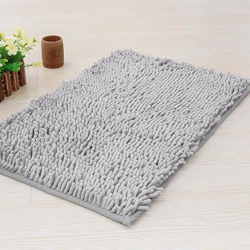 Qosigote Premium - Cleanymat, Cleanymat Schmutzfangmatte Hunde, Saugfähige Chenille Fußmatte für den, rutschfeste Badematte, schlammiger Hund, waschbare Matte, schnell trocknende (Grau,60x90cm) von Qosigote