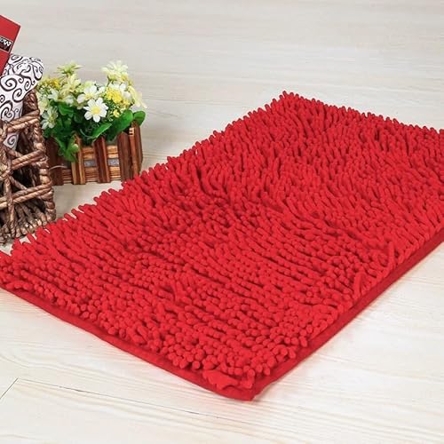 Qosigote Premium - Cleanymat, Cleanymat Schmutzfangmatte Hunde, Saugfähige Chenille Fußmatte für den, rutschfeste Badematte, schlammiger Hund, waschbare Matte, schnell trocknende (Rot,50x80cm) von Qosigote