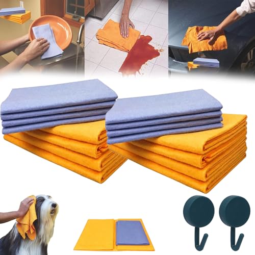 Qosigote Ultra-Absorbent Miracle Cleaning Shammy, Miracle Shammy, Ultra Absorbent Miracle Cleaning Shammy, Multipurpose Miracle Cleaning Shammy, Reusable Non-Woven Shammy Cloth (2 set yellow*4+blue*4) von Qosigote