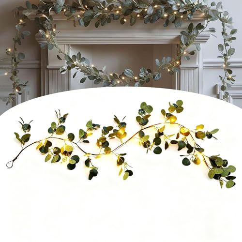 Twinkling Tree Fairy Light Olive Vine, Garlands for Home Decoration, Artificial Greenery Garland for Wedding Arch Backdrop Table Indoor Outdoor Home Decor (20-Head 1.8m) von Qosigote