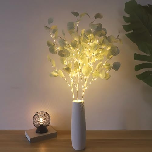 Twinkling Tree Fairy Light Olive Vine, Garlands for Home Decoration, Artificial Greenery Garland for Wedding Arch Backdrop Table Indoor Outdoor Home Decor (85cm Frost Gray) von Qosigote